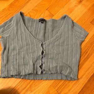 Baby Blue button up crop top
